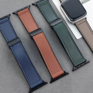 Pulseira de Couro Magnética Dobrável 42-49mm