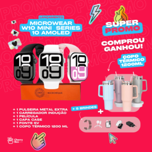 Combo W10 Mini + Copo térmico 1200ml + 5 Brindes