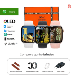 [Lançamento] Microwear W11 Mini Pro | 42mm | Chat GPS | Pulseira Couro |Amoled | Series 11
